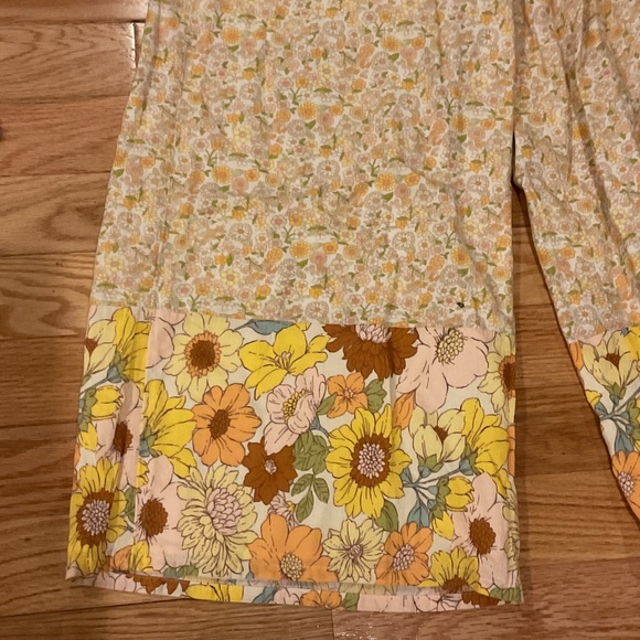 American Eagle High-Waist Wide Leg Floral Pants - Yellow cotton linen large - Picture 8 of 14
